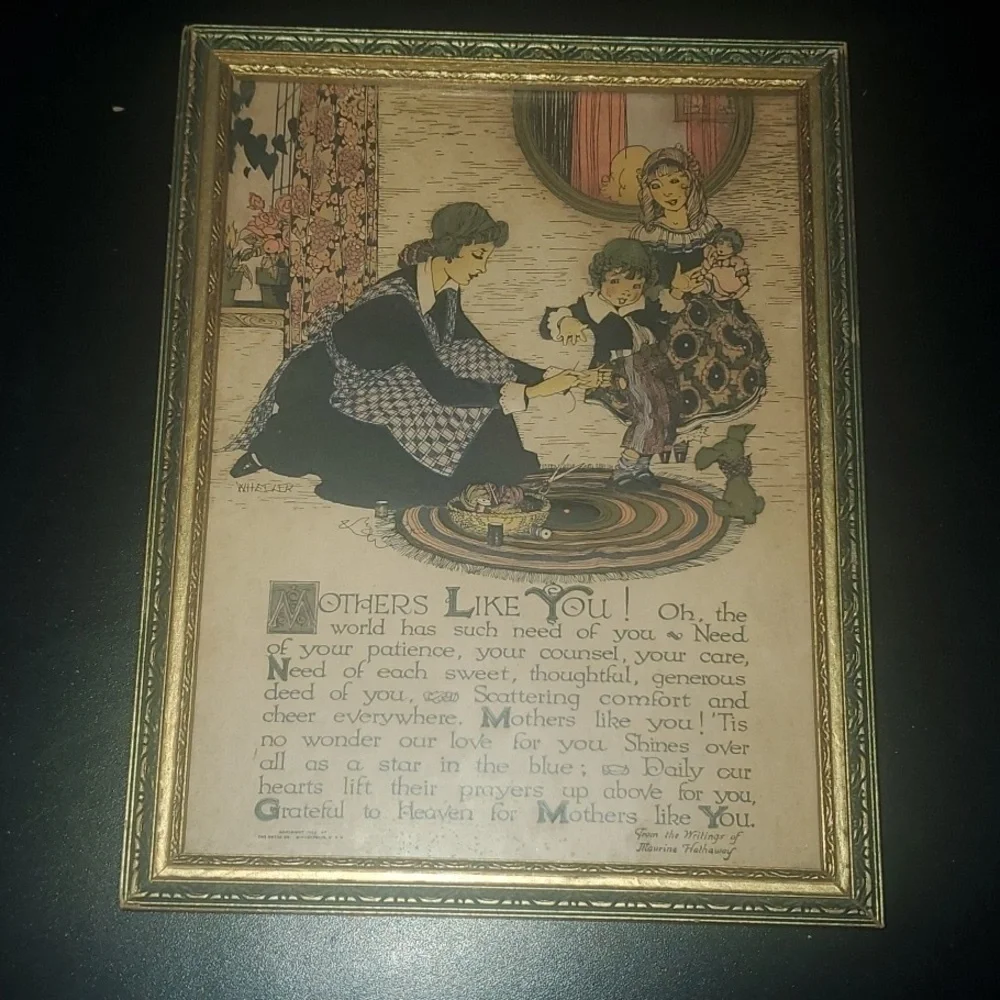 Vintage Framed Art with Mothers Poem 9x7x1/4 Perfect For Mother's Day Mom